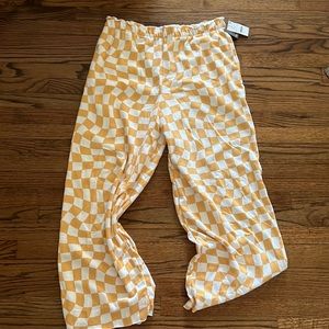 NWT yellow and white checkered sweats